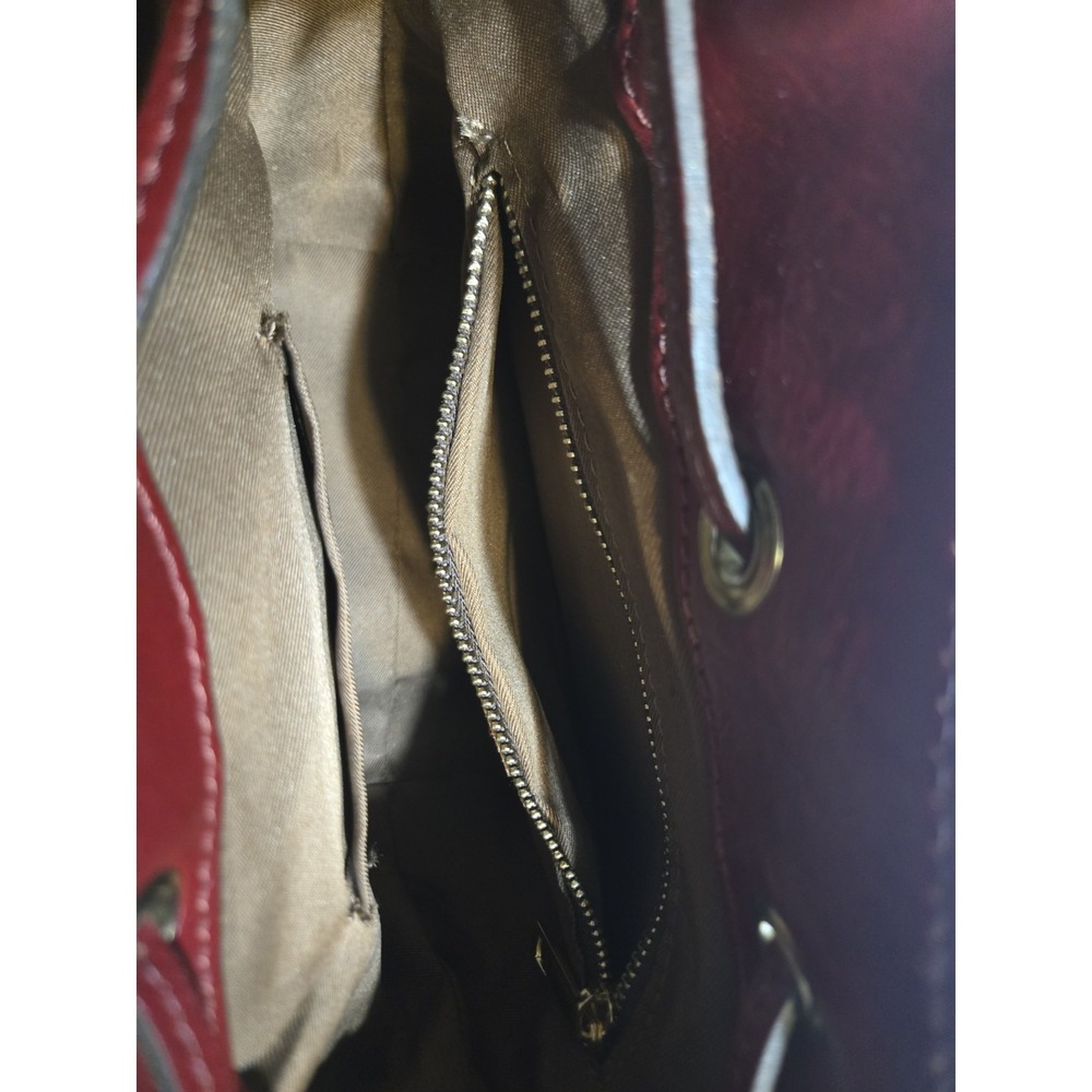 Divina Firenze Giada Red Leather Handbag Purse Medium Zip Pockets‎ Adj Straps - Picture 7 of 12